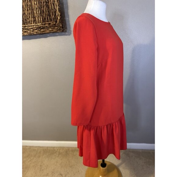 J Crew Shift Dress 6 T Tall 3/4 Red Long Sleeve Washable NEW NWT - Picture 7 of 14